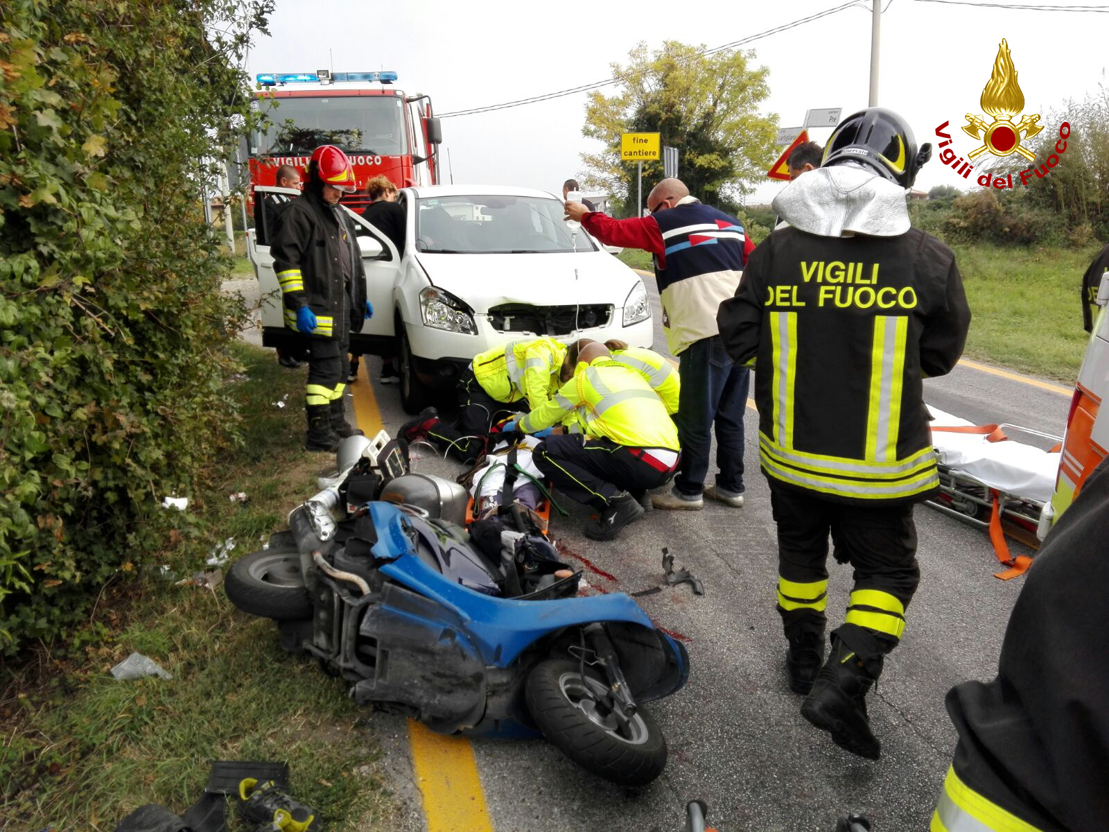 SCONTRO TRA AUTO E SCOOTER A BASSANO DEL GRAPPA